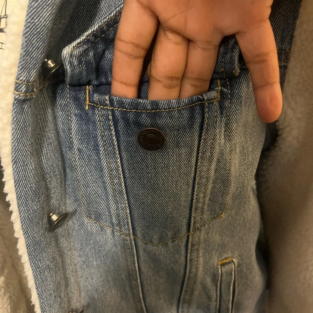 Denim/ fleece bomber jacket - Picture 9 of 12